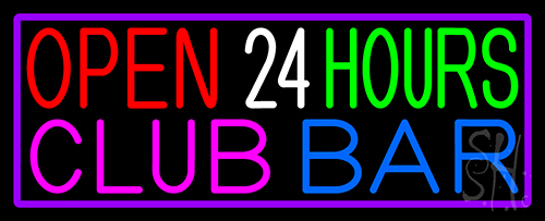 Open 24 Hours Club Bar LED Neon Sign
