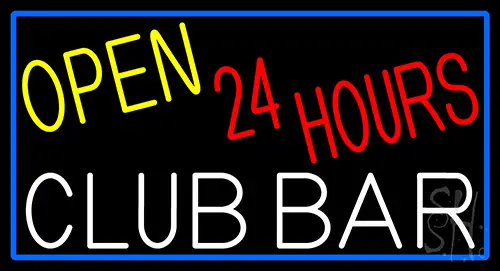 Open 24 Hours Club Bar LED Neon Sign
