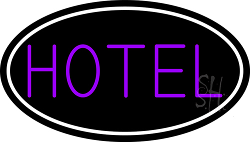 Purple Hotel With White Border LED Neon Sign