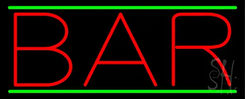 Red Bar With Green Lines LED Neon Sign