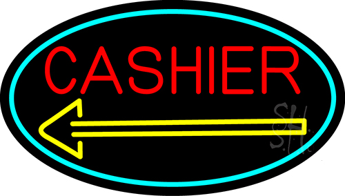 Red Cahier With Yellow Arrow Oval LED Neon Sign