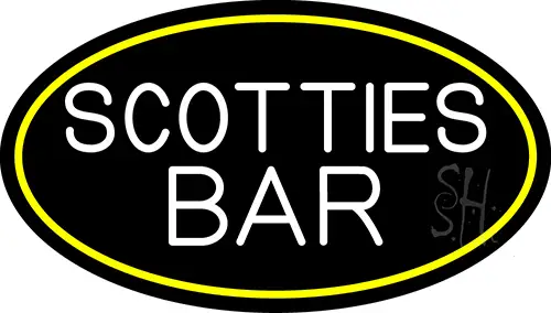 Scotties Bar Oval With Yellow Border LED Neon Sign