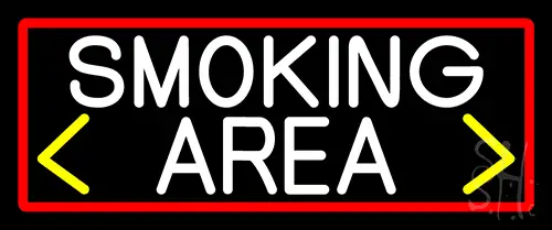 Smoking Area And Arrow With Red Border LED Neon Sign