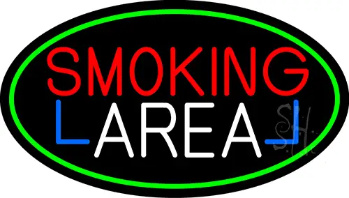 Smoking Area Oval With Green Border LED Neon Sign