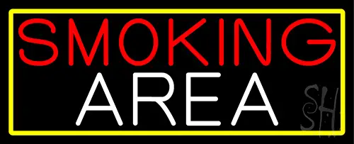 Smoking Area With Yellow Border LED Neon Sign