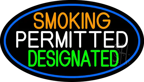 Smoking Permitted Designated Oval With Blue Border LED Neon Sign