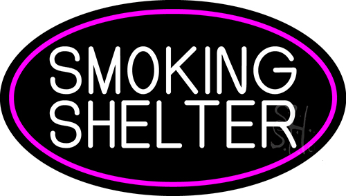 Smoking Shelter Oval With Pink Border LED Neon Sign