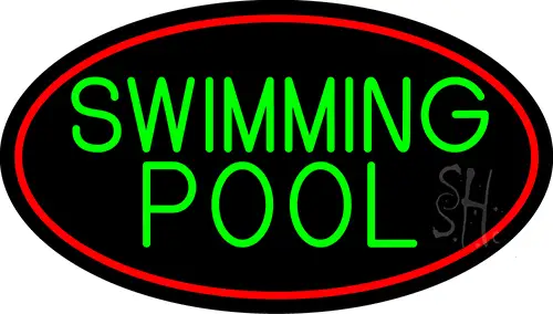 Swimming Pool With Red Border LED Neon Sign