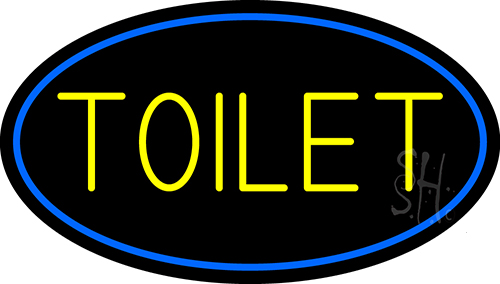 Toilet Oval With Blue Border LED Neon Sign