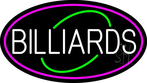 White Billiards Oval With Pink Border LED Neon Sign
