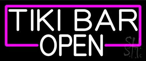 White Tiki Bar Open LED Neon Sign