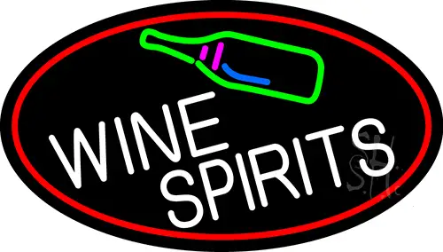 Wine Spirits Oval With Red Border LED Neon Sign