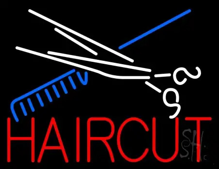 Scissor And Comb Haircut LED Neon Sign