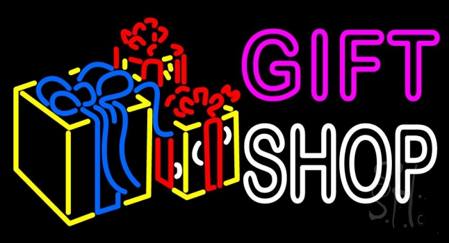 Double Stroke Gift Shop With Gifts Logo LED Neon Sign