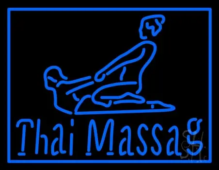 Blue Thai Massage Logo LED Neon Sign