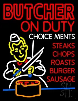 Butcher On Duty LED Neon Sign