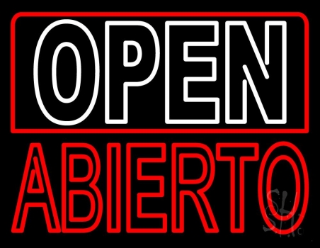 Open Abierto LED Neon Sign