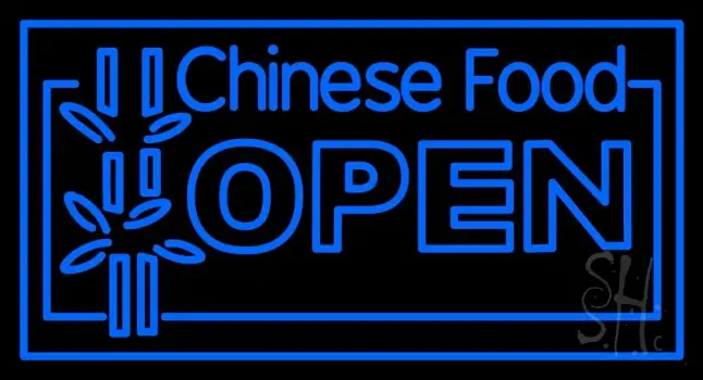 Blue Chinese Food Open LED Neon Sign