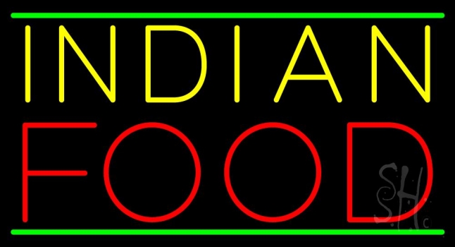 Indian Food Green Lines LED Neon Sign