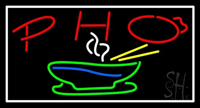 Red Pho With Bowl Logo LED Neon Sign