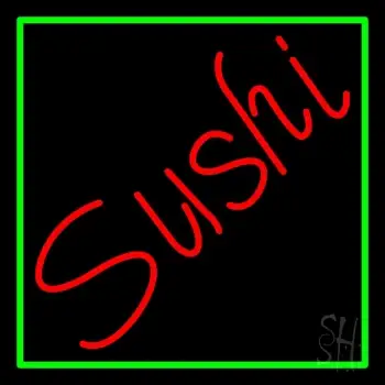 Red Sushi Green Border LED Neon Sign