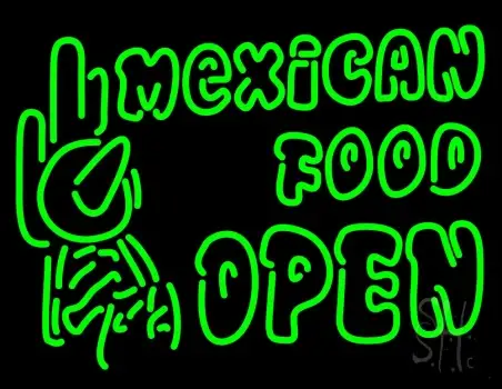 Double Stroke Mexican Food Open LED Neon Sign