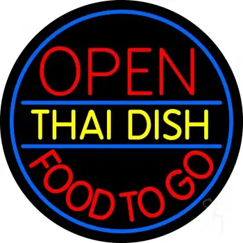 Round Open Thai Dish Food To Go LED Neon Sign