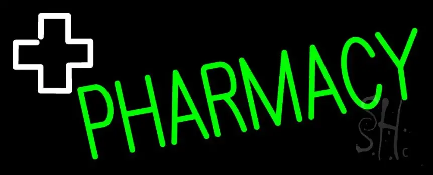 Green Pharmacy With Plus Logo LED Neon Sign