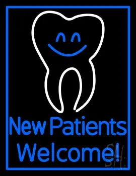 New Patients With Tooth Logo LED Neon Sign
