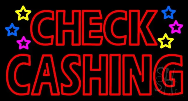 Double Stroke Check Cashing LED Neon Sign
