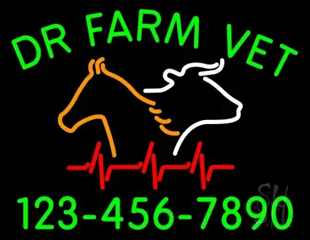 Dr Farm Vet With Number LED Neon Sign