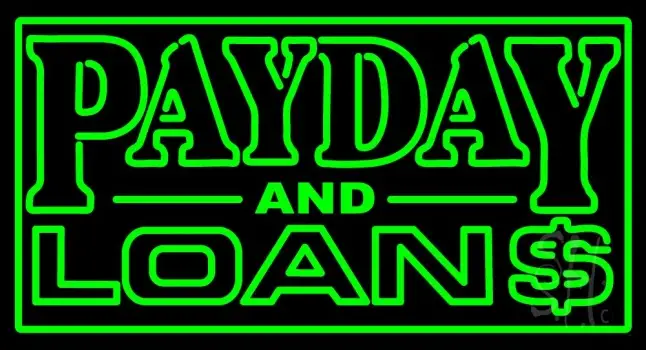 Green Payday And Loans LED Neon Sign