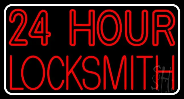 Double Stroke 24hr Locksmith 1 LED Neon Sign
