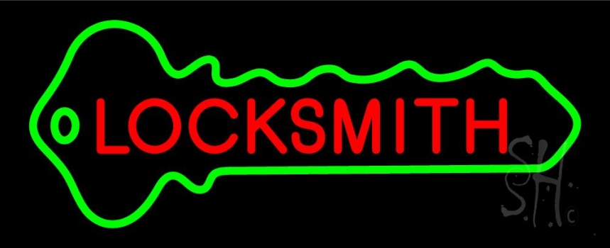 Locksmith With Lock Logo LED Neon Sign