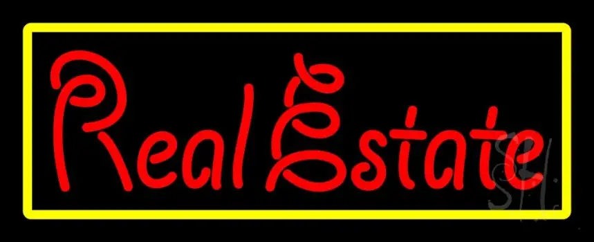 Red Real Estate Yellow Border LED Neon Sign
