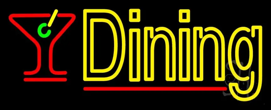 Dining With Martini Glass 2 LED Neon Sign
