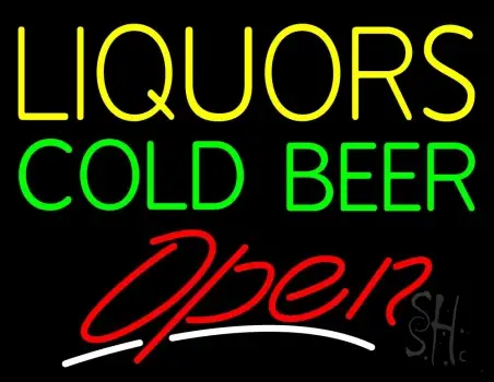 Liquors Cold Beer Open 2 LED Neon Sign