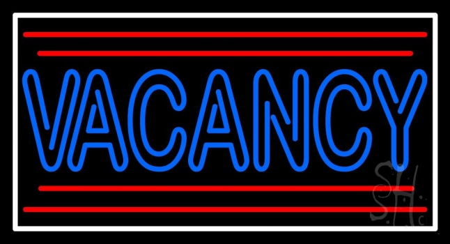 Double Stroke Blue Vacancy With Border LED Neon Sign