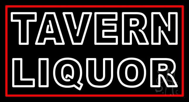 Double Stroke White Tavern Liquor LED Neon Sign
