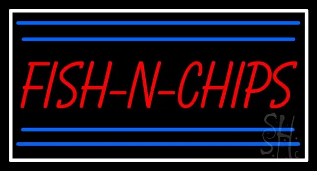 Fish N Chips With White Border LED Neon Sign