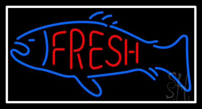 Fresh Fish Logo With White Border LED Neon Sign