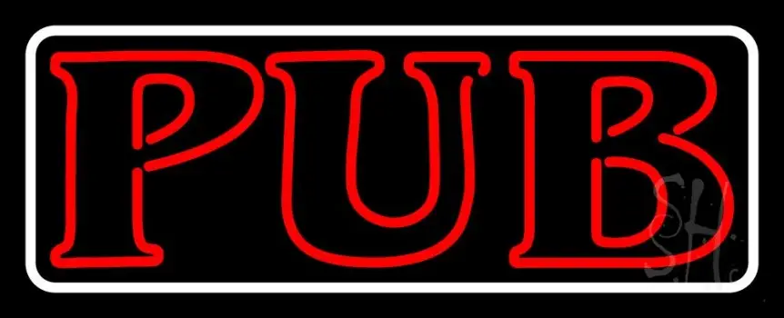Pub Red With White Border LED Neon Sign
