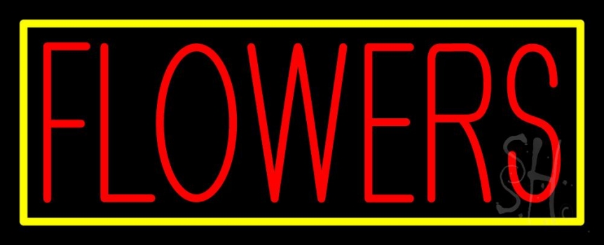 Red Flowers With Yellow Border LED Neon Sign
