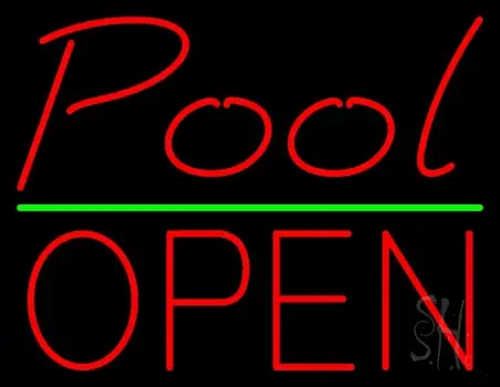 Red Pool Open LED Neon Sign
