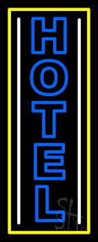 Vertical Blue Double Stroke Hotel 1 LED Neon Sign