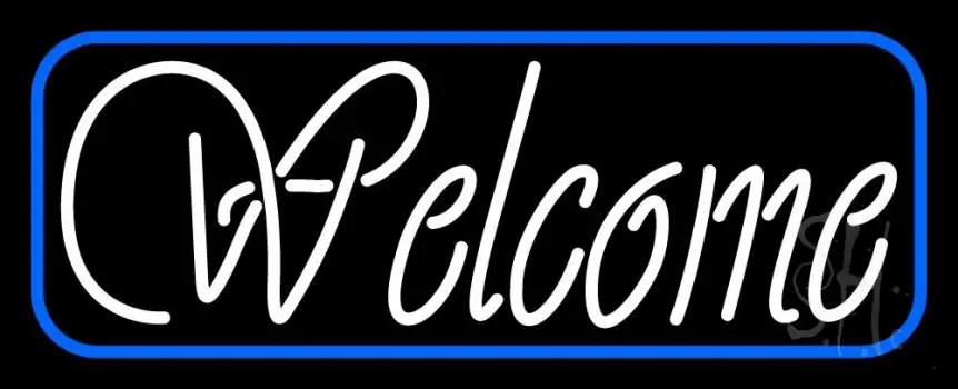 Cursive Welcome With Blue Border LED Neon Sign