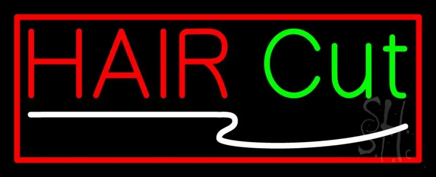 Hair Cut With Red Border LED Neon Sign
