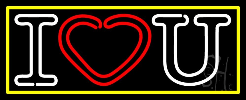 I Love You With Yellow Border LED Neon Sign