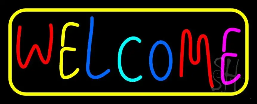 Multi Colored Welcome Bar With Yellow Border LED Neon Sign