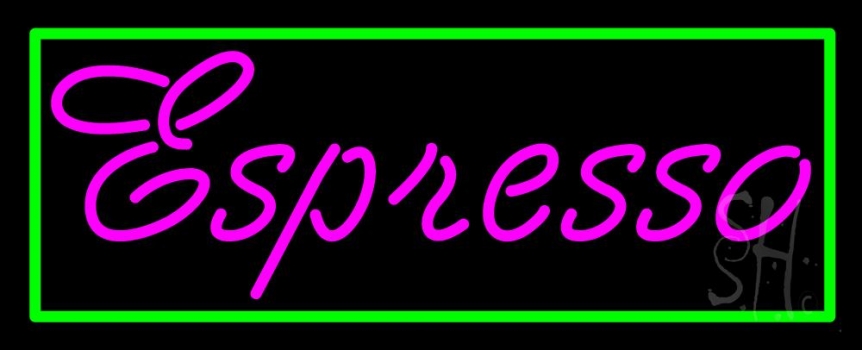 Pink Espresso With Green Border LED Neon Sign